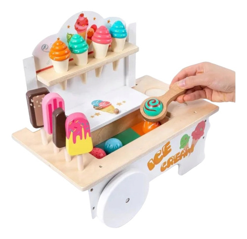 Juego Heladería Helados En Madera Infantil Con Accesorios 