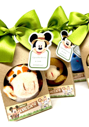 Lembrancinha Personalizada Mickey Safari Pelúcia 6cm 10 Kits