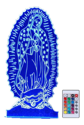 Lámpara Led 3d Virgen De Guadalupe  Touch 16colores+control