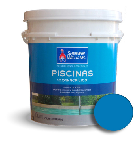 Pintura Pileta Piscina Al Agua Sw 10lt Azul- Prestigio