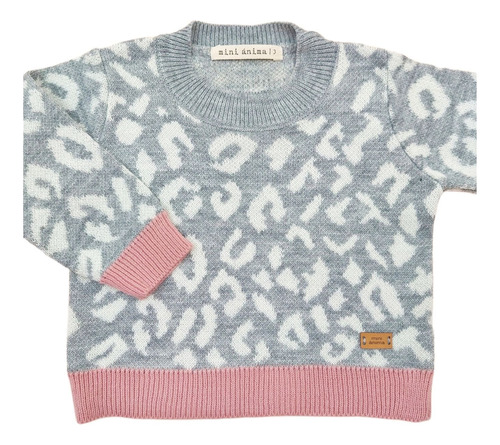 Sweater Print Mini Anima Tejido Bebe Kids Gris Melange