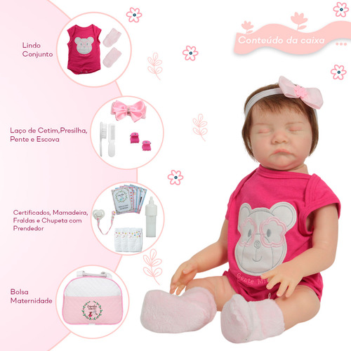 Bebê Reborn Boneca Fio A Fio Lívia Com Enxoval Completo