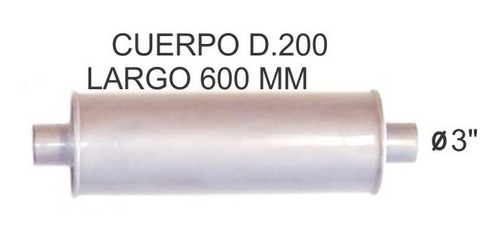 Silenciador Universal Largo 600 Tapa 200 Diametro 3 Pulgadas