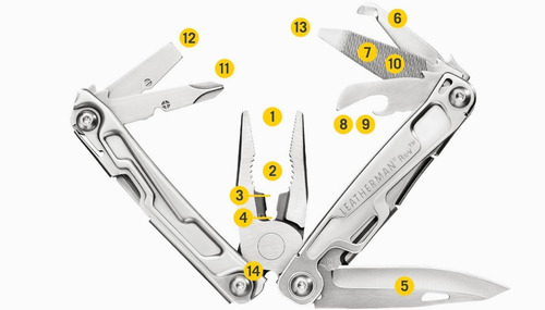 Imagen 3 de 5 de Pinza Multiuso Navaja Leatherman Rev 14 Usos - Local Palermo