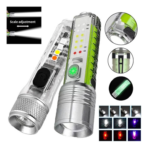 Linterna Led Recargable Usb C, Mini Llavero Led