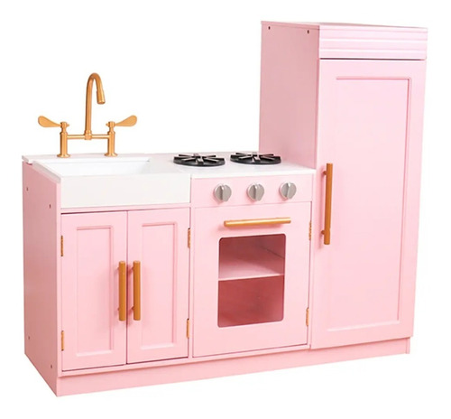 Cocina De Madera Rosada Juguete Niño/a