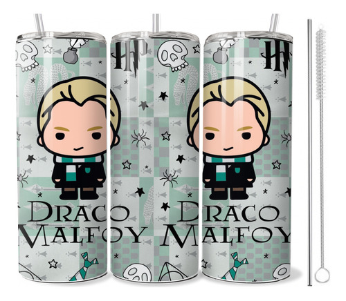 Termo Draco Malfoy Slytherin Skinny+popote Harry Potter