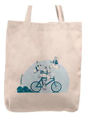 Bolso Tote Bag Cartera Playa - Llama Ciclista