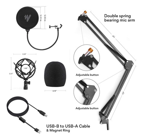 Maono Micrófono Con Juego De Auriculares De Estudio 192kh...