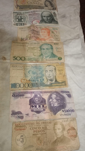 Billetes De Moneda Extranjera Antiguos ( 7 Unidades )