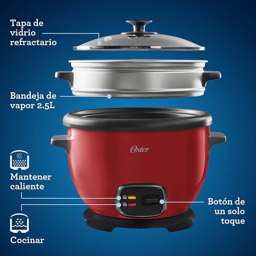 Olla Arrocera Multiusos Oster Rojo Ckstrc5730r 2.2 Lts