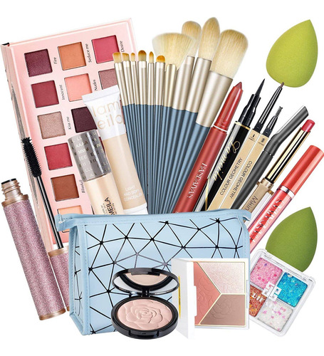 Kit De Brochas Con Maquillaje Profesional Todo En Uno 18 