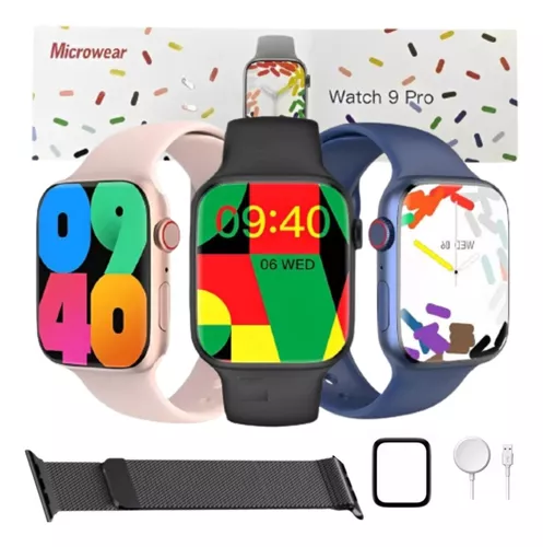 Relógio Smartwatch W29 Pro Série 9 Película Case 2 Pulseiras