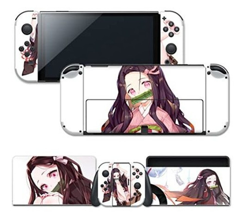 Stiker Adhesivo Para Nintendo Switch Oled Anime Rosa Blanco