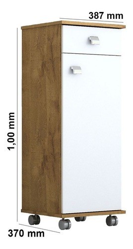Balcão Multiuso 1 Porta 1 Gaveta Bianca Castanho/branco