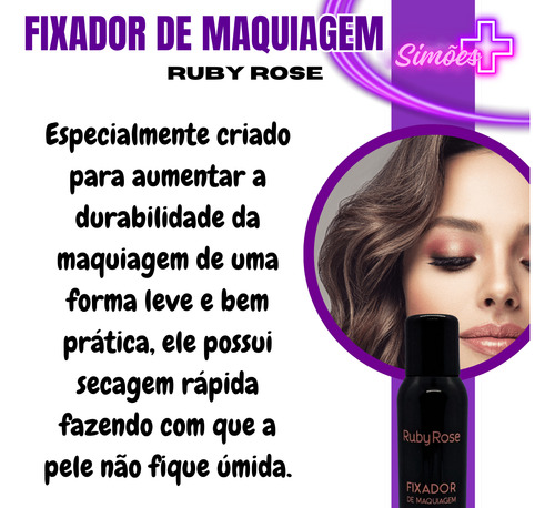 Fixador De Maquiagem Ruby Rose Hb 312 Secagem Rápida Fixação