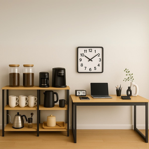Conjunto Mesa 150cm Com Estante Versátil De 80 Ou 160cm