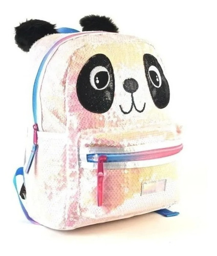 Imagen 4 de 5 de Mochila Espalda 15p Panda Lentejuelas Peluche Kooshi 91328
