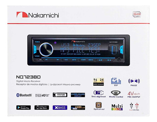 Autoestéreo Nakamichi Bt Usb Aux Dsp 40 Band Eq Nq723bd