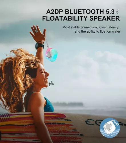 comiso Altavoz Bluetooth para ducha, altavoces Bluetooth impermeables IPX7,  altavoz inalámbrico portátil flotante con luz LED, sonido HD fuerte y