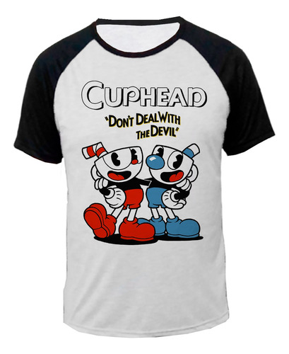 Camiseta Unissex Cuphead Jogo Logo Game Blusa Raglan