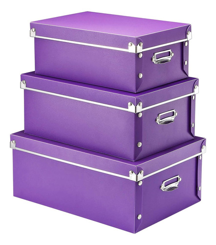 Seekind - Caja De Almacenamiento Con Tapas Y Asas Color Purpura