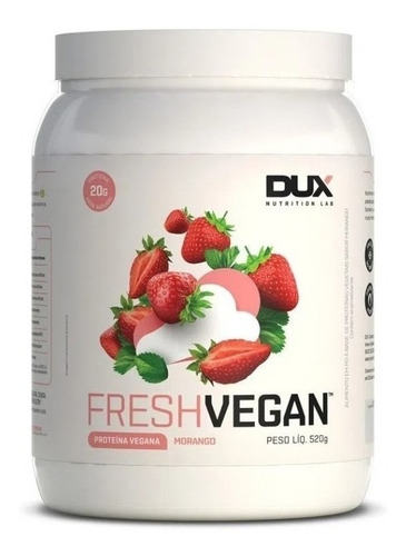 Freshvegan Duxnutrition, Proteina Vegana Sabor Morango - Pote 520g