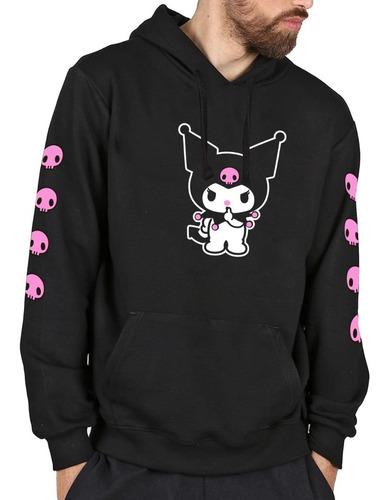 Buzo Canguro Kuromi Skull By Sanrio Anime Algodón Peinado