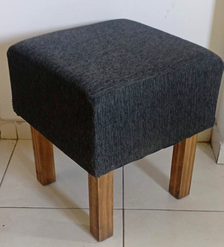 Puff Cubo Banquito 40x40 Chenille Antidesgarro Patas Madera