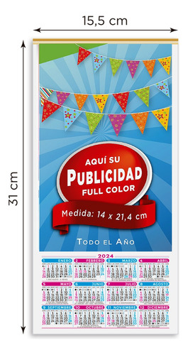 Almanaque Calendario 15,5x31cm X100u Personalizado