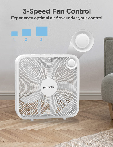 Pelonis Pfb50a2bww Ventilador De Caja Con 3 Velocidades Para
