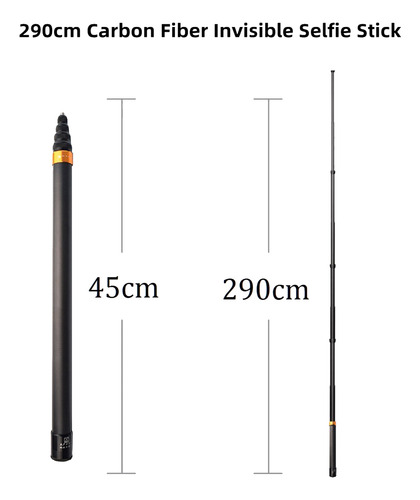 Stick De Selfie De Edição Extensível Invisível De Fibra De C