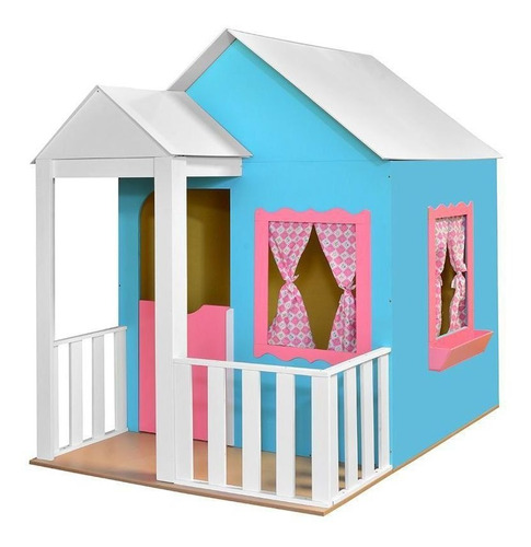 Casinha De Brinquedo Com Cercado Azul/rosa - Criança Feliz