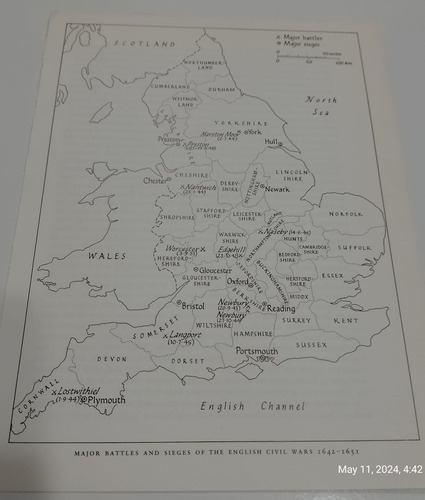 Mapa De Inglaterra - Batallas De La Guerra Civil 1642 A 1645