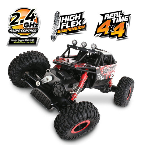 Nkok Mean Machines 1:16 2.4ghz Rc Rock Crawler Venom (rojo),
