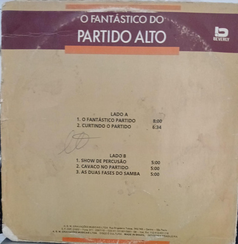 Lp O Fantastico Do Partido Alto Estandar (Usado)