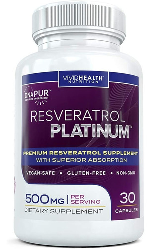 Resveratrol Platinum 500mg 30cp - Unidad a $4863