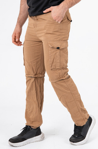 Pantalon Cargo Desmontable Hombre Bermuda Elt Gabardina 