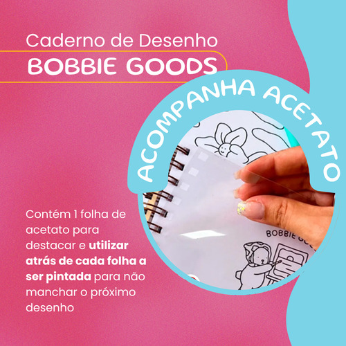 Livrinho De Colorir Bobbie Goods 50 Páginas Bob Gods Capa Dura Rosa Livro De Pintar Caderno De Colorir