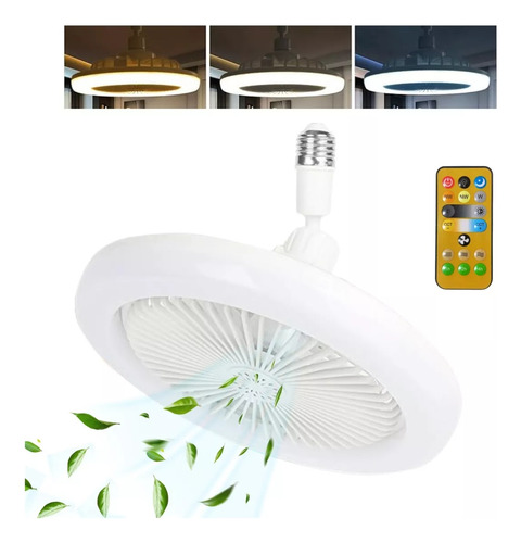 Foco Ventilador Techo Luz Led Control Blanco Interiores Aire