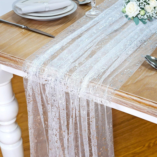 Mantel Transparente Table Runner Con Lentejuelas, 70 X 4 Uni