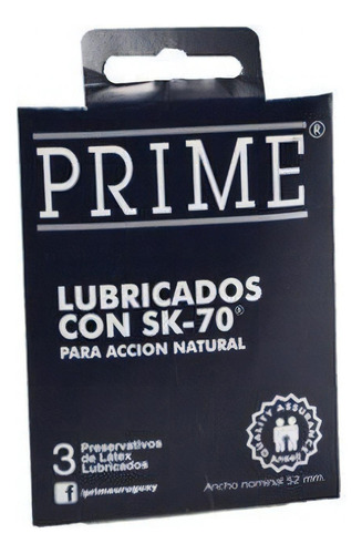 Preservativos Prime® Lubricados Con Sk - 70 X 3 Unidades