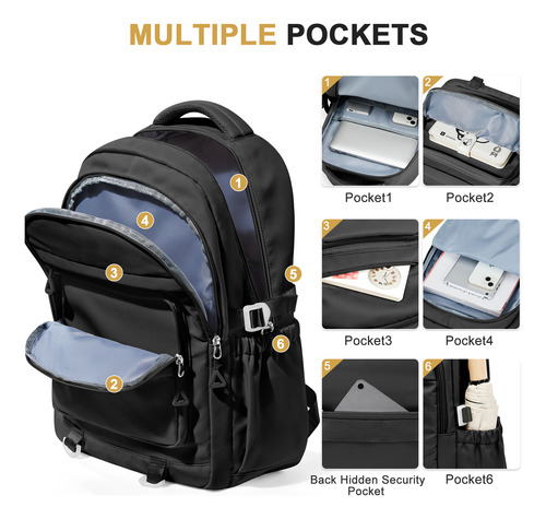 Mochila De Viaje Grande Para Hombre Y Mujer, Mochila Para Portátil De 15.6 Pulgadas, Talla M