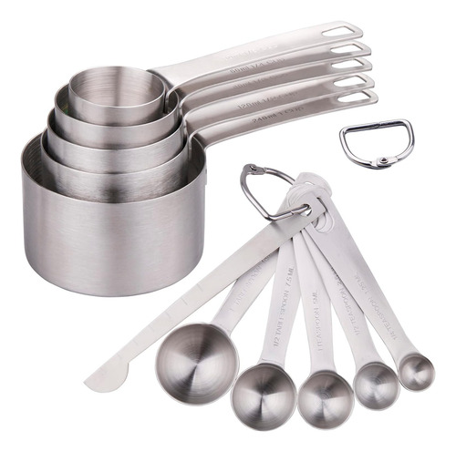 Juego De Tazas Y Cucharas Medidoras De Acero Inoxidable