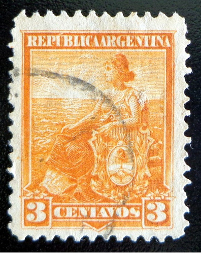 Argentina, Sello Gj 242 Lib. Sentada 3c. 12 1-4 Usado L8214