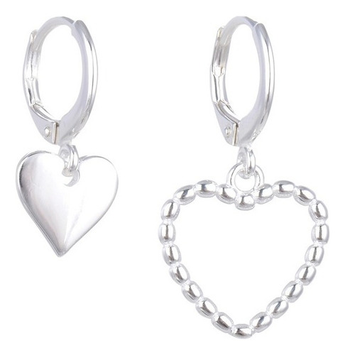 Aros Aritos Huggies Corazón Diferentes De Plata 925