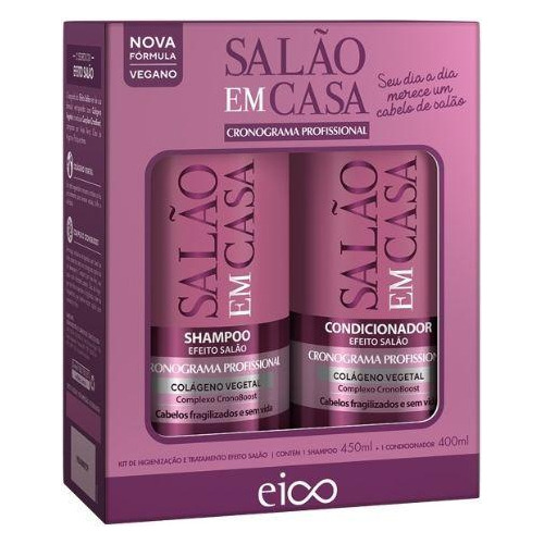 Kit Cronograma Salão Em Casa Sh 450ml + Cond 400ml - Eico