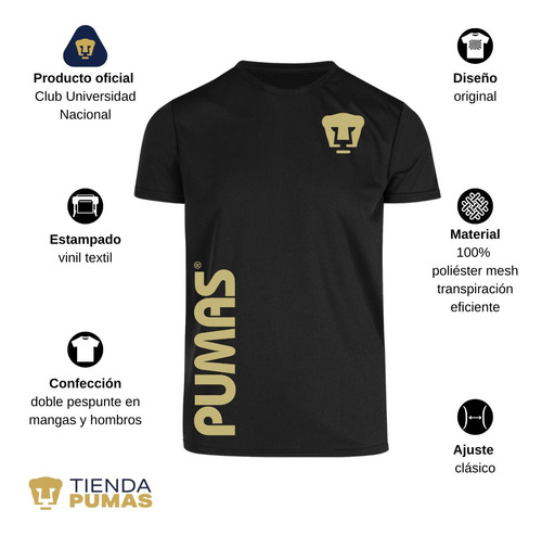 Playera Deportiva Hombre Dryfit Pumas Unam Retro Dorado Vini
