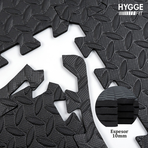 Imagen 4 de 10 de Pack X4 Piso Goma Eva Encastrable C/bordes 60x60cm 10mm Gym