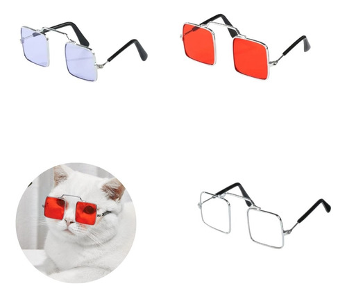 Lentes Cuadrados De Sol Para Mascotas Razas Pequeñas(3 Pza)